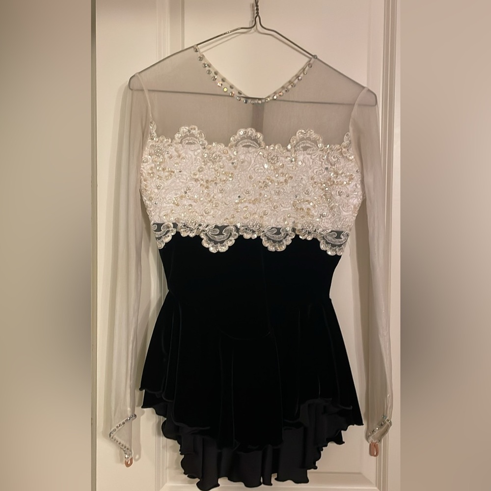 Elegant Black and White skating dress by Sharene adult small